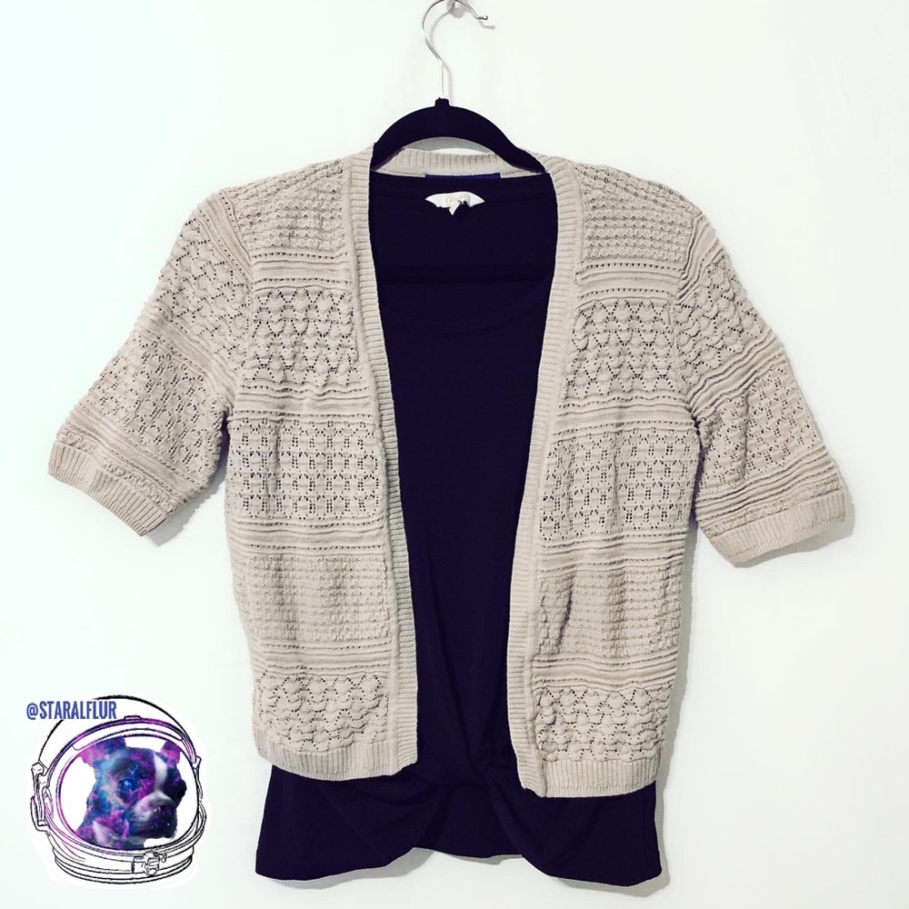 Apt. 9 Cropped Short Sleeve Cardigan Bolero Shrug